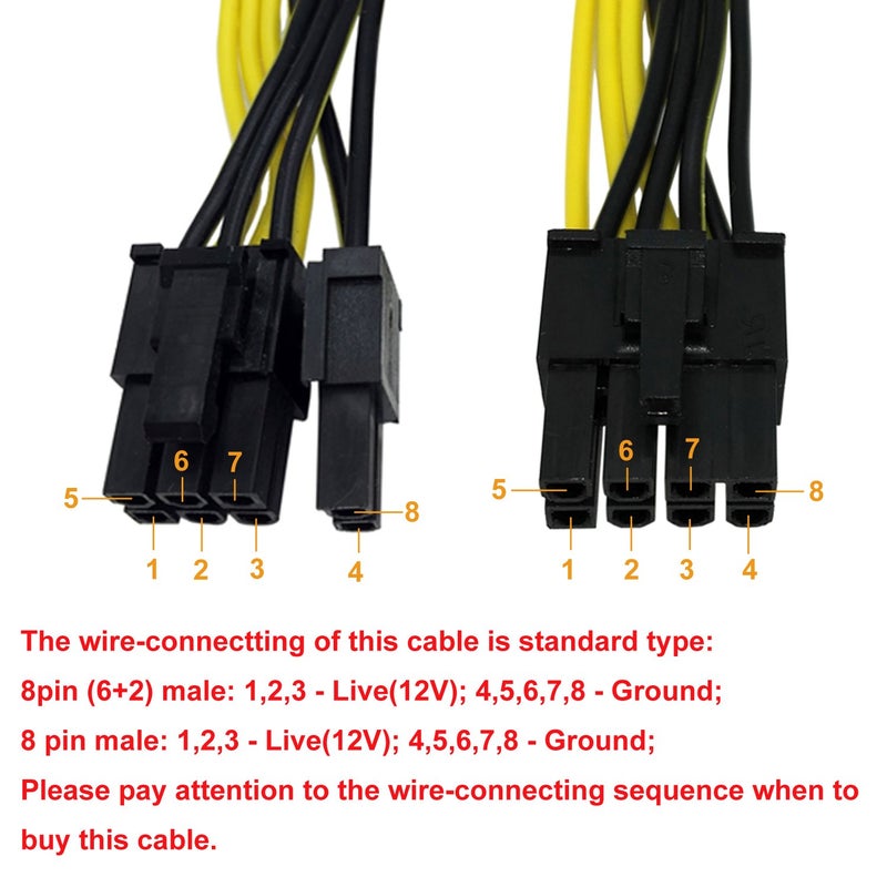 COMeap PCIE Cable for EVGA, PCIe 8 Pin Male to Dual PCIe 8 Pin (6+2) Male GPU Power Cable for EVGA Power Supply 25-inch(63cm) - Image 4